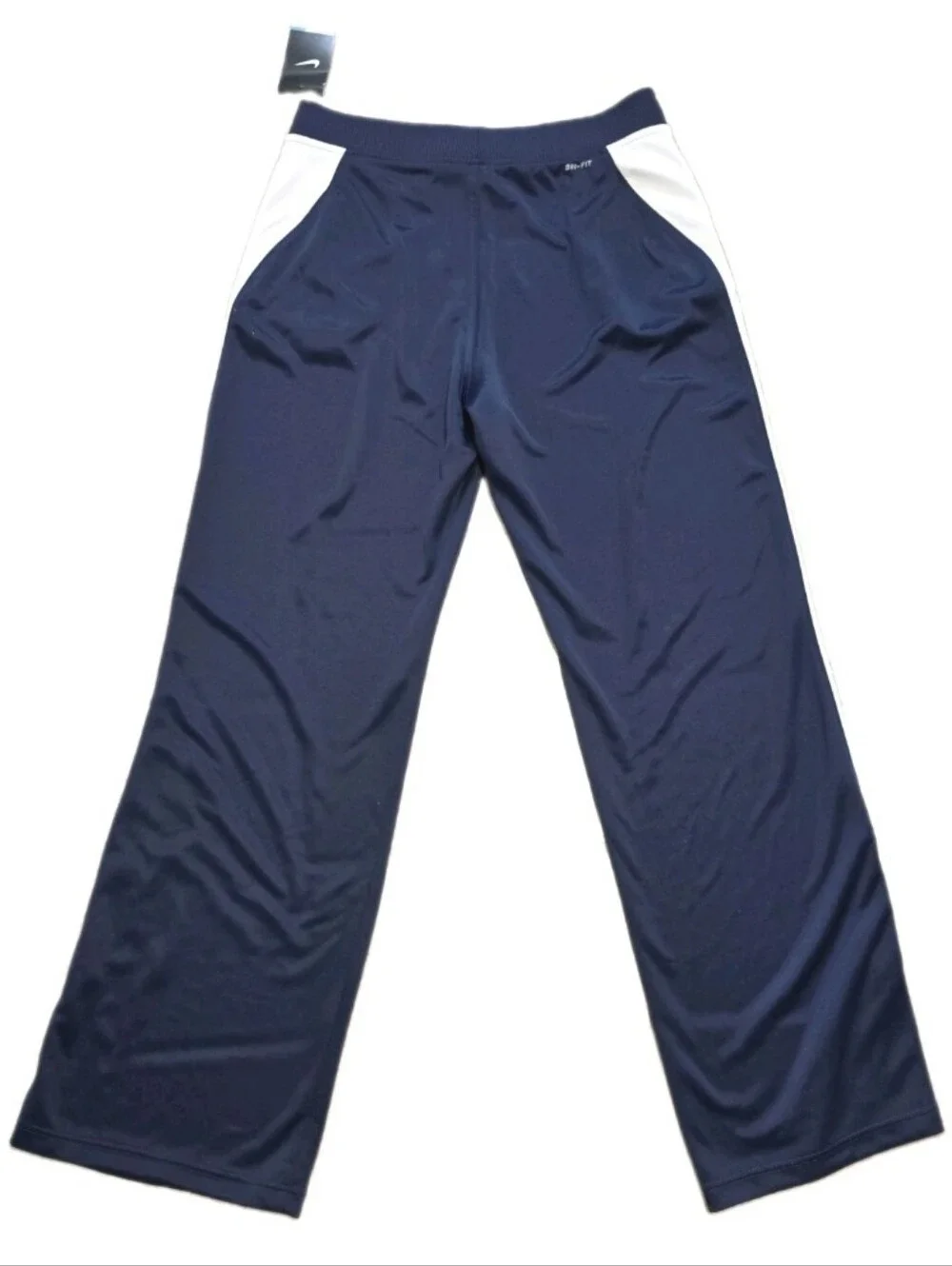 Nike Womens High Rise Tracksuit Bottoms Open Hem Pants Navy Stripe Size Large T